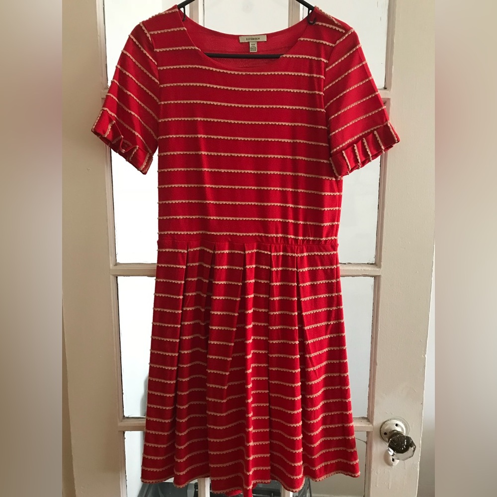 ANTHROPOLOGIE Bordeaux Red Striped Dress